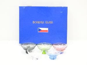 ボヘミアガラス　色変りグラス5客